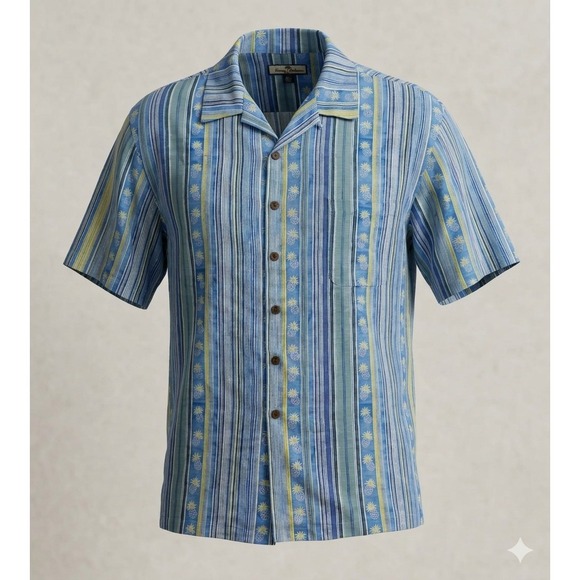 Tommy Bahama Other - Tommy Bahama Men's Blue, Green, Yellow Stripe Pineapple Hawaiian Shirt. Size 3XL